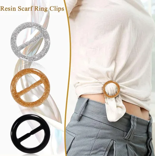 Vista 4 de Clips de camiseta 9 piezas, botón anudado de esquina de ropa, moda aleación perla diamantes de imitación círculo clip hebilla camisa redonda bufanda