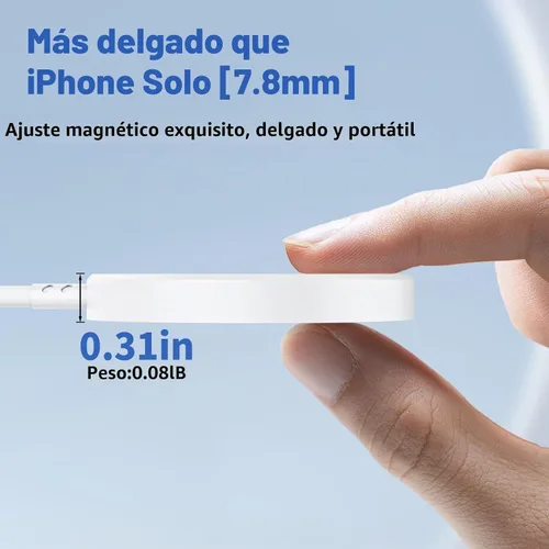 Vista 5 de Cargador inalámbrico magnético para iPhone, [certificado Apple MFi] Cable de carga Apple Mag-Safe de 6 pies, almohadilla de carga inalámbrica