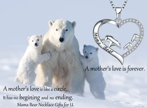 Vista 4 de Regalo para el día de la madre, plata de ley 925, collar con colgante de corazón de amor, mamá, oso, panda, elefante, perezoso, animales, collares