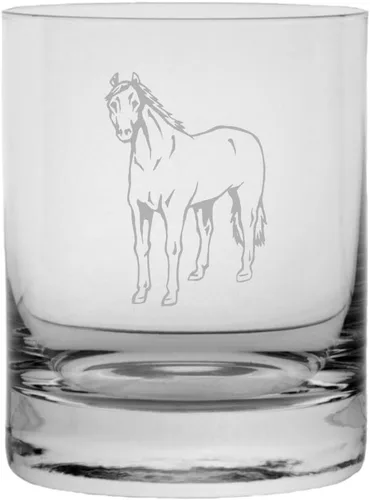 Vista 48 de Abaco Barb - Vaso de whisky con temática de caballo grabado (10.25 onzas)