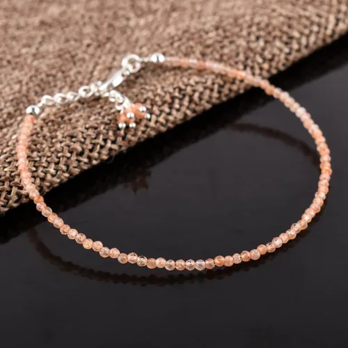 Vista 81 de Natural Gemstone Micro Round Beads Dainty Choker Bangle Bracelet, Handmade Jewelry for Women, Healing Chakra Crystals Silver Plated Chain 8 inch