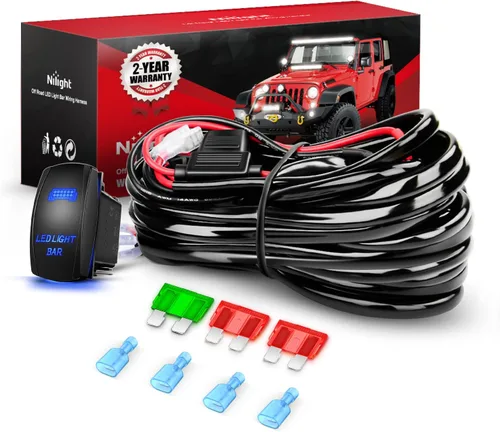 Vista 10 de Nilight Kit de arnés de cableado de nailon 12 AWG 1 cable 12V interruptor basculante de 5 pines láser encendido/apagado relé de alimentación fusible