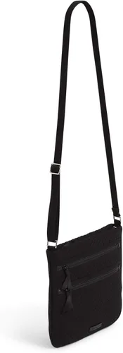 Vista 4 de Vera Bradley Bolso cruzado hipster de microfibra con triple cremallera para mujer, Negro clásico