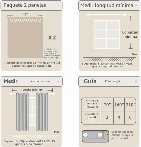 Vista 9 de BGment Cortinas Jacquard French Country Taupe Leaf de 96 pulgadas, 2 Gris pardo