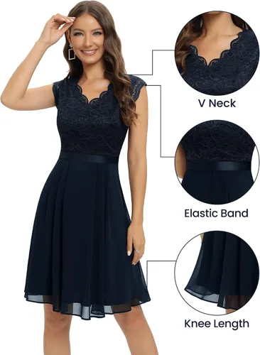 Vista 20 de Dressystar - Vestido de dama de honor, sin mangas, con cuello en V, para fiesta de boda