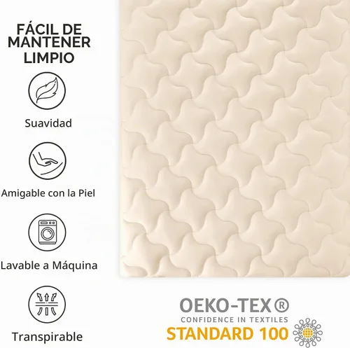 Vista 5 de SLEEP ZONE Almohadilla de colchón tamaño Twin, Protector de colchón elástico ajustado para niños, Bolsillo profundo 8~21 pulgadas Cubrecolchón Beige