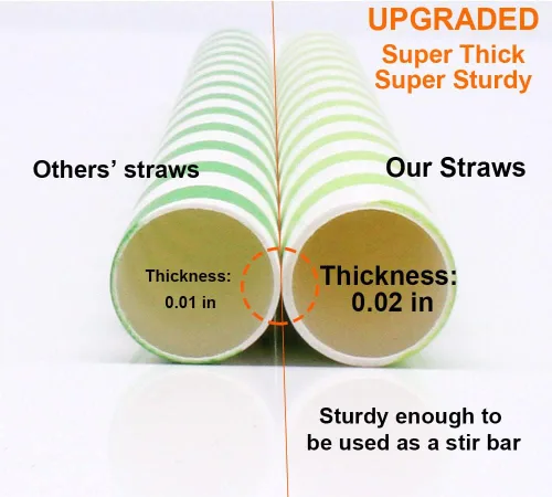 Vista 4 de Pajitas desechables de papel biodegradable de 0.5 pulgadas 1/2 0.472 in extra anchas para batidos Boba, perlas de té de burbujas, batidos gigantes