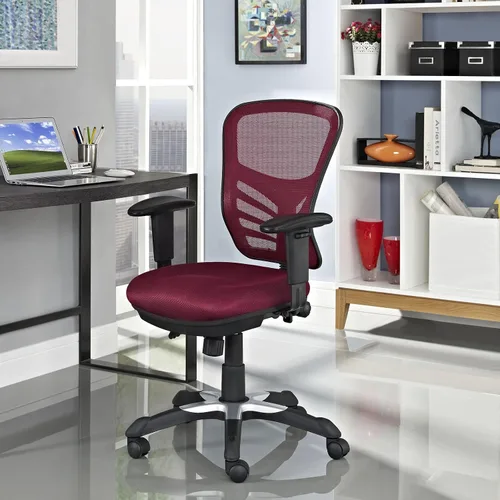 Vista 2 de Modway silla de oficina articulada, color verde, Polipropileno, Malla roja Rojo