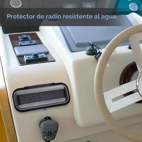 Vista 5 de Pyle Pyle PLMRCB1 - Cubierta estéreo marina resistente al agua, protector de radio de barco resistente con puerta abatible y liberación con resorte