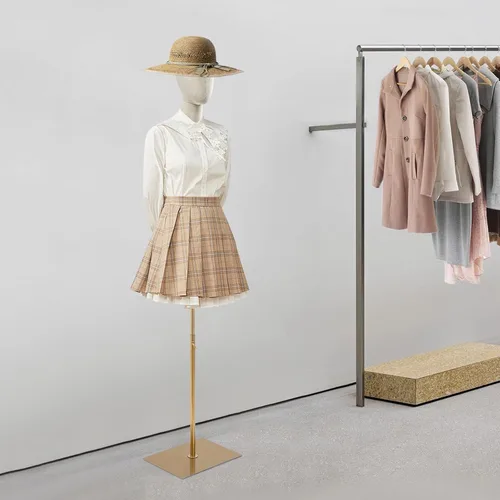 Vista 3 de Vestido de maniquí femenino para adultos, torso con base, altura ajustable, maniquí desmontable, modelo de exhibición de tienda de cuerpo para Beige