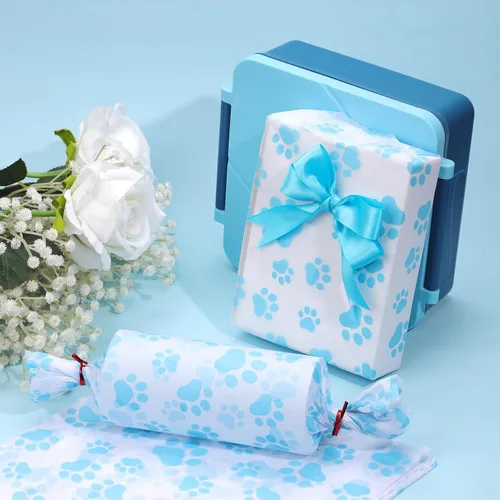 Vista 5 de XIHIRCD 30 piezas de papel de seda de pata de perro, 20 x 14 pulgadas, lindo papel de seda con estampado de patas, papel de papel de seda