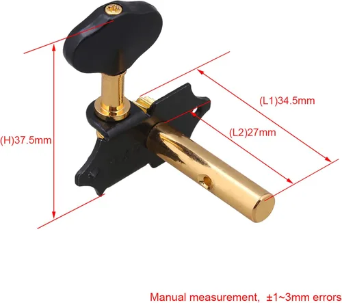 Vista 4 de Yibuy Aleación de zinc negro dorado estilo abierto máquina de guitarra cabeza afinación clavijas de bloqueo sintonizadores 3L 3R 18:1 para guitarra