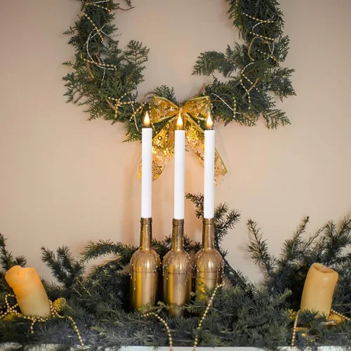 Vista 3 de Velas Cónicas LED Sin Llama con Control Remoto y Temporizador Operadas por Batería - 9.6 Pulgadas Luces de Velas de Ventana Parpadeantes Luz Ámbar