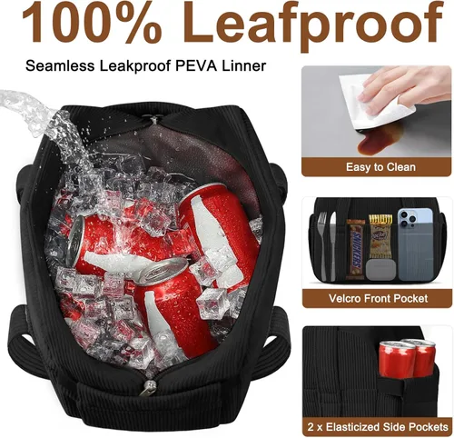 Vista 4 de KUBYA Lonchera de Pana Bolsa de Almuerzo para Mujeres y Hombres, Linda Fresa Pequeña Aislada Reutilizable Trabajo A Prueba de Fugas Simple Loncheras