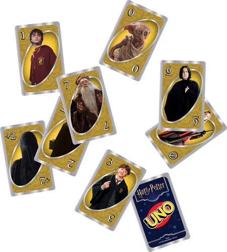 Vista 3 de Mattel Games UNO - Juego de cartas de Harry Potter en lata de almacenamiento para niños, adultos y fiestas, baraja coleccionable basada en series