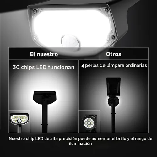 Vista 8 de AloftSun Luces solares con sensor de movimiento para exteriores, 30 luces LED / IP68 impermeables, luces solares de movimiento para exteriores, 3