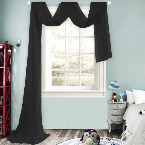 Vista 21 de HUTO Cenefa de gasa suave para ventana, color beige, para habitación de niñas, toldo de cama, 1 panel de 52 x 144 pulgadas de largo