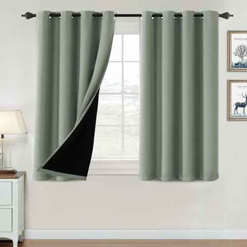 Vista 17 de H.VERSAILTEX Cortinas 100% de opacidad para dormitorio, con aislamiento térmico, cortinas opacas de 63 pulgadas de largo, cortinas de bloqueo