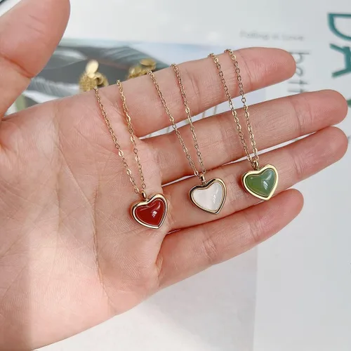 Vista 6 de Joxevyia Carnelian Crystal Heart Necklace Raw Stone Healing Crystals Dainty Heart Gemstone Gold Pendant Necklace Anniversary Birthday Valentines