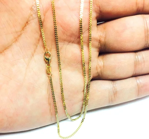 Vista 6 de Jewelry Affairs 10k Yellow Gold Gourmette Chain Necklace, 1.5mm