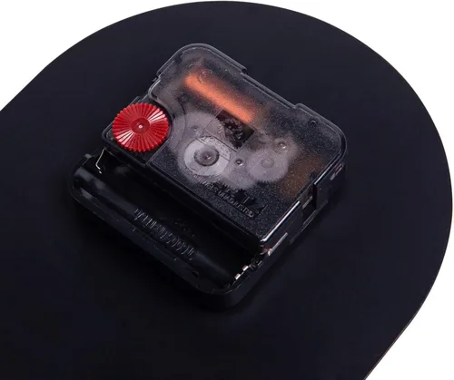 Vista 8 de SOFFEE DESIGN Reloj de mesa de una pieza con hoja de hierro con base de madera, reloj de escritorio sin tictac funciona con pilas para sala de Negro