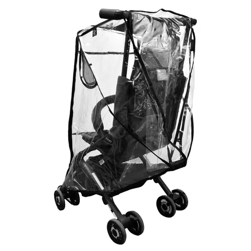 Vista 8 de Funda de lluvia para cochecito, protector universal negro transparente de viaje para bebé, protección al aire libre, cubierta de plástico