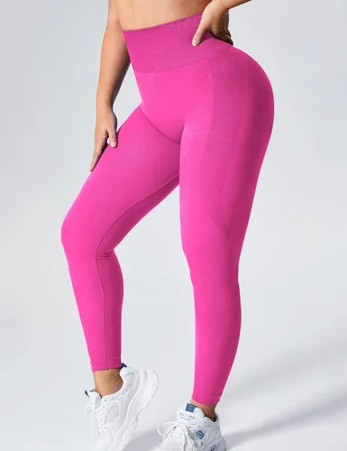 Vista 2 de YEOREO - Leggings de entrenamiento sin costuras de cintura alta para mujer, pantalones de yoga con contorno estilo sonrisa, mallas atléticas