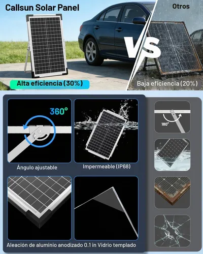 Vista 7 de Mantenedor de batería solar de 7.5 W y cargador de goteo, panel impermeable de 12 V con controlador inteligente IP68, protección contra sobrecarga