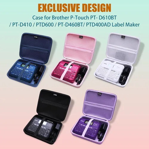 Vista 4 de LTGEM - Funda compatible con rotuladora Brother P-Touch PT-D610BT / PT-D410 / PT-D460BT / PTD600 / PTD400AD, color negro Hard EVA Shell