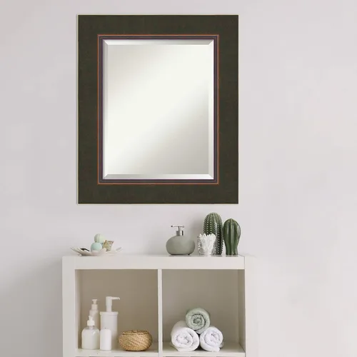 Vista 6 de Amanti Art Bathroom Mirror for Over Sink, Milano Vanity Mirror, Medium Casual Wood Frame, Hangs Horizonally and Vertically, Bathroom Wall Decor