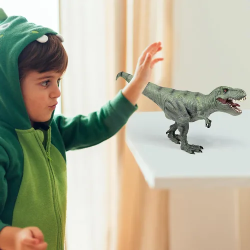 Vista 5 de RECUR Juguetes de dinosaurio Tyrannosaurus Rex de 13 pulgadas, figura de acción realista de T-Rex, figura de juguete Jurassic Trex, modelo de mundo