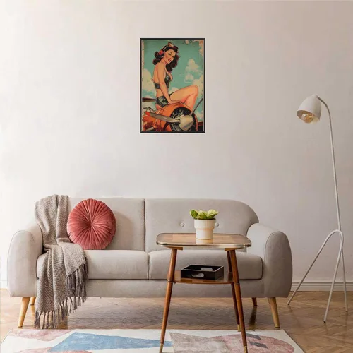 Vista 3 de Póster vintage de la niña piloto sexy de los años 50, arte de pared, arte retro de mediados de siglo, nostalgia estética, impresiones estéticas