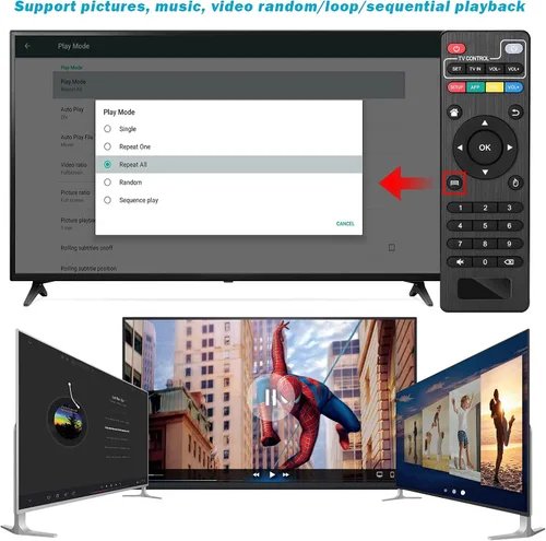 Vista 6 de Reproductor multimedia MP4 4K @60hz con fuente de alimentación, unidad USB HDD/256G de 8 TB/tarjeta SD con salida HDMI/AV para HDTV/PPT MKV AVI MP4