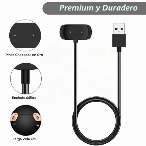 Vista 2 de Cargador para Amazfit Bip 5, Bip 3 Pro, BIP U Pro, T-Rex Pro, GTS 4 Mini, GTS 2 Mini, GTS 2e, GTS 2, GTR 2e, GTR 2, GTR Mini Smart Watch - Cable