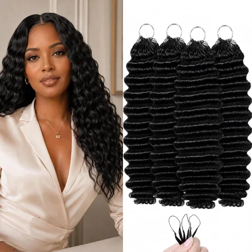 Vista 24 de Human Braiding Hair for Boho Braids 20inch Curly Wave Bulk Bundles 1B (A)1B