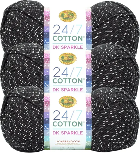 Vista 19 de Lion Brand Yarn Estampados DK de algodón 24/7, hilo para tejer, ganchillo y manualidades, azul, paquete de 1 Cotton Yarn for Knitting, Crochet