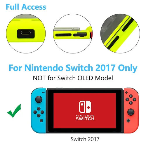Vista 7 de Protective Case for Nintendo Switch, Grip Case with Game Storage, Nintendo Switch with Stand, Nintendo Switch Cover, Neon Yellow