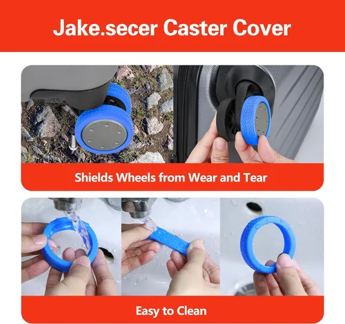Vista 7 de Paquete de 8 fundas de silicona para ruedas de equipaje, fundas protectoras de ruedas de maleta, 8 fundas giratorias de goma para tus maletas u