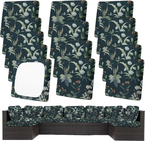 Vista 44 de Fundas de cojín de patio, fundas de cojín para exteriores, fundas de cojín elásticas de repuesto, protectores de muebles lavables y reutilizables