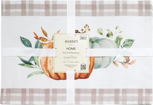 Vista 4 de Avanti Linens - Manteles individuales, decoración del hogar inspirada en otoño, juego de 4 (colección Grateful Patch)