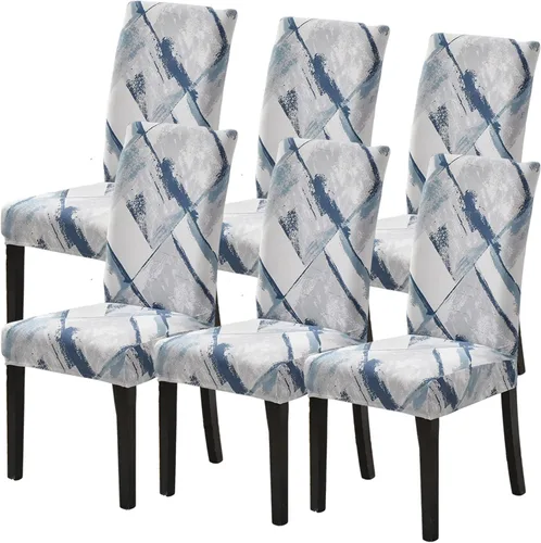 Vista 23 de Juego de 4 fundas para sillas de comedor, elásticas de elastano estampadas, fundas para sillas de comedor, lavables, extraíbles para sillas Parsons