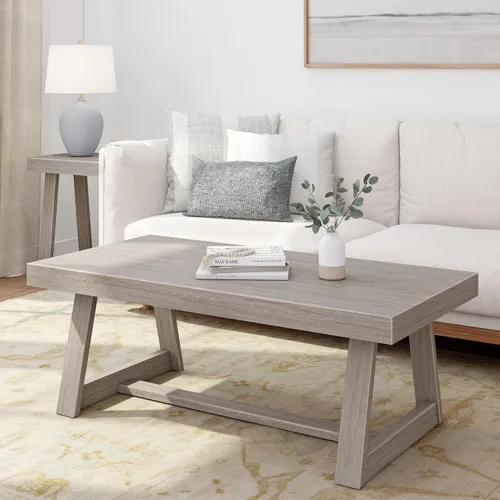 Vista 13 de Plank+Beam Mesa auxiliar rectangular clásica, mesa de centro de granja de 40 pulgadas, mini mesas centrales para espacios pequeños, mesa de té