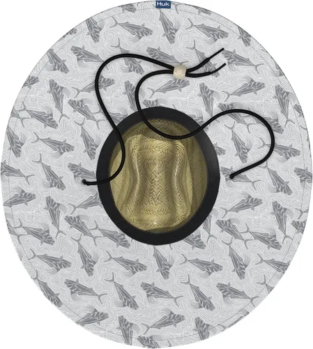 Vista 6 de HUK Sombrero de paja para hombre, de ala ancha, para pesca y playa Peces y banderas - Vela