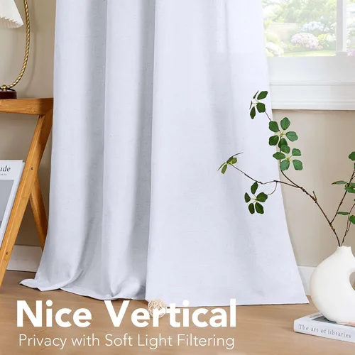 Vista 7 de H.VERSAILTEX Elegant - Cortinas texturizadas de lino natural mezclado con eficiencia energética, filtrado de luz, con ojales de níquel