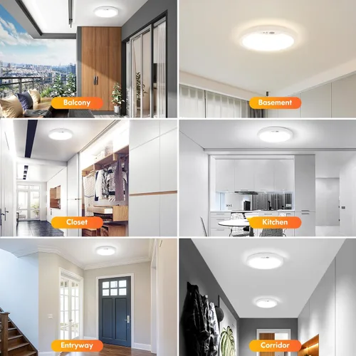 Vista 7 de Brightever Lámpara de Techo con Sensor de Movimiento de 7 Pulgadas Cableada, 15W 1500LM Lámpara de Techo Empotrada, Ultra Delgada 0.67 Pulgadas