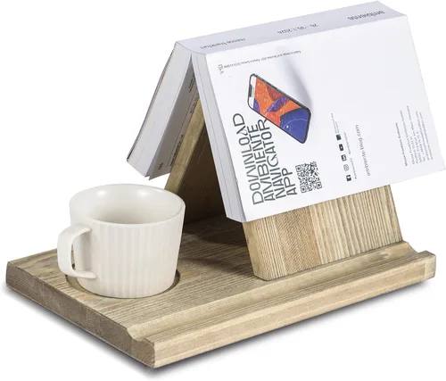Vista 8 de Soporte de madera para páginas de libros en forma de triángulo, sin necesidad de montaje, regalos para amantes, soporte para libros para dormitorio