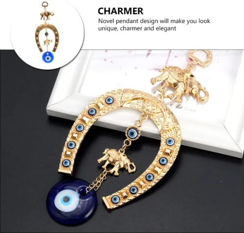 Vista 9 de Llavero de regalo adornos de ojo turco colgante de pared de mal de ojo herradura decoración accesorios clave amuleto llavero encantos mochila