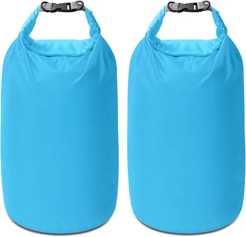 Vista 15 de Juego de bolsas secas, impermeables, pequeñas y ligeras, para tabla de remo, kayak, pesca, campamento (azul, 2 L + 5 + 10 L)