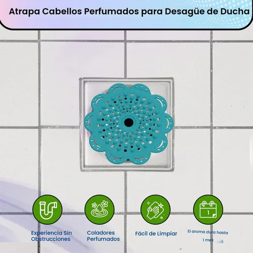 Vista 6 de Rinseroo - Paquete de 4 colectores de cabello perfumados para drenaje de ducha, cítricos, lavanda, eucalipto, brisa oceánica, trampa reutilizable