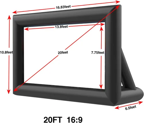 Vista 8 de Pantalla de cine inflable para exteriores de 20 pies, pantallas inflables de proyección frontal y trasera con soplador de aire, lo mejor para noches